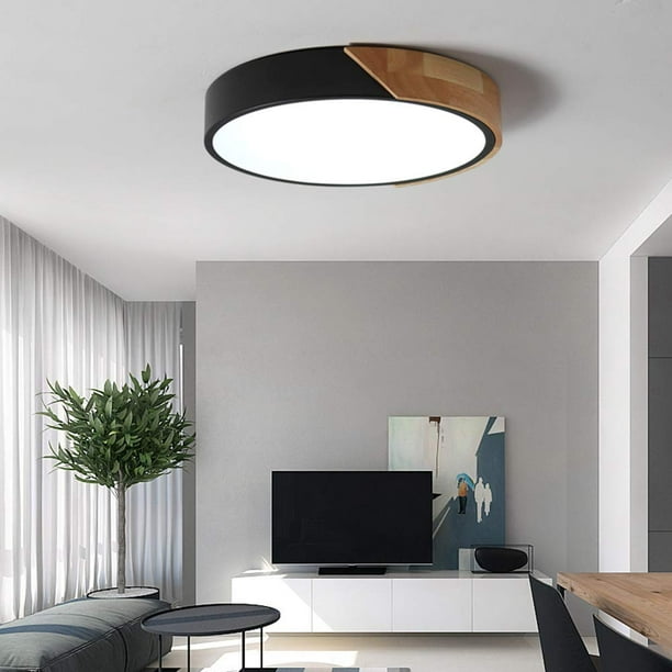 18W LED Ceiling Lamp Ultra-Thin Round Flush Ceiling Light for Balcony Living Room Bedroom Kitchen Hallway,Black 11.8 inch